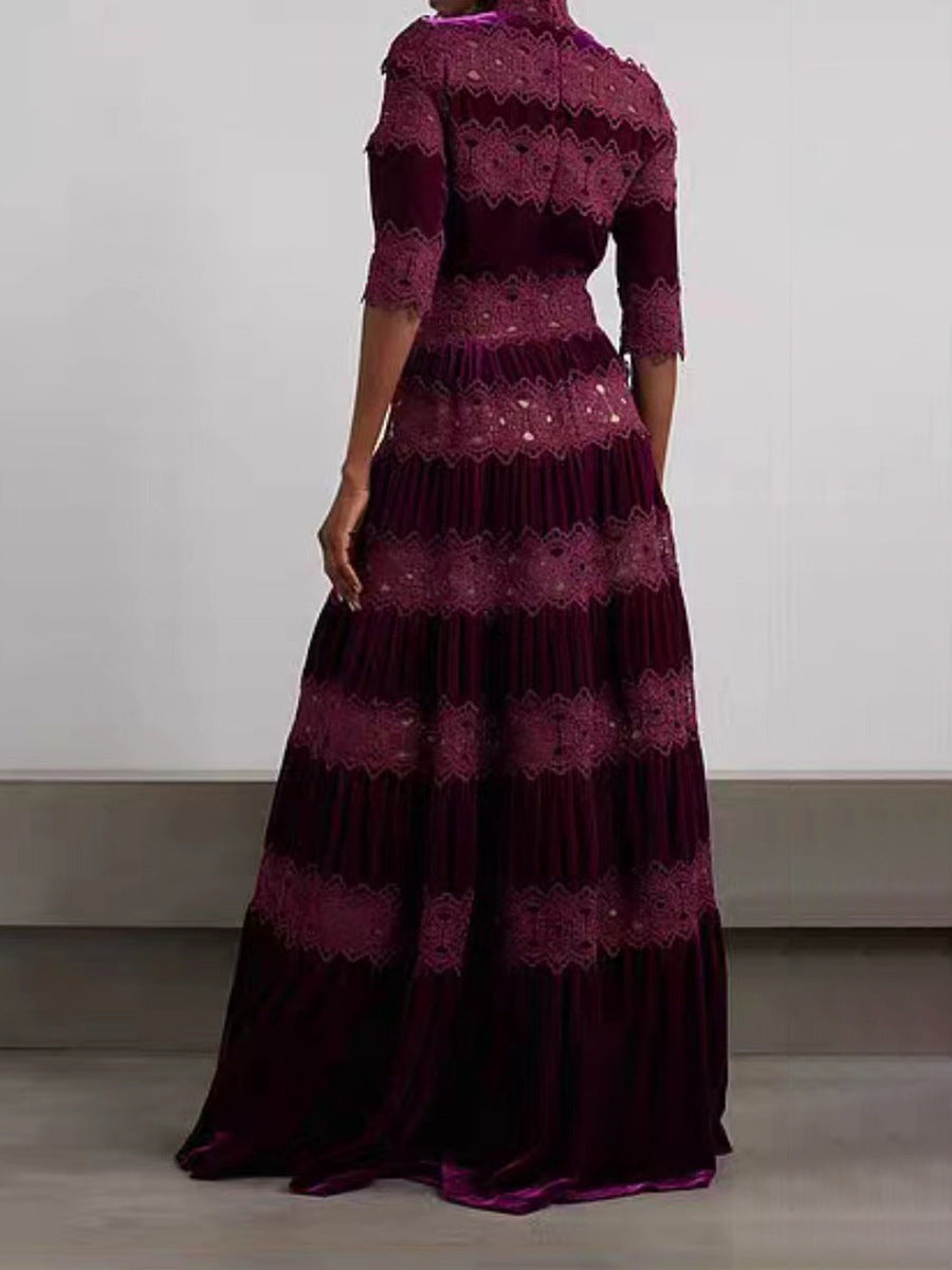 Bella High Neck Waist Slim Long Dress