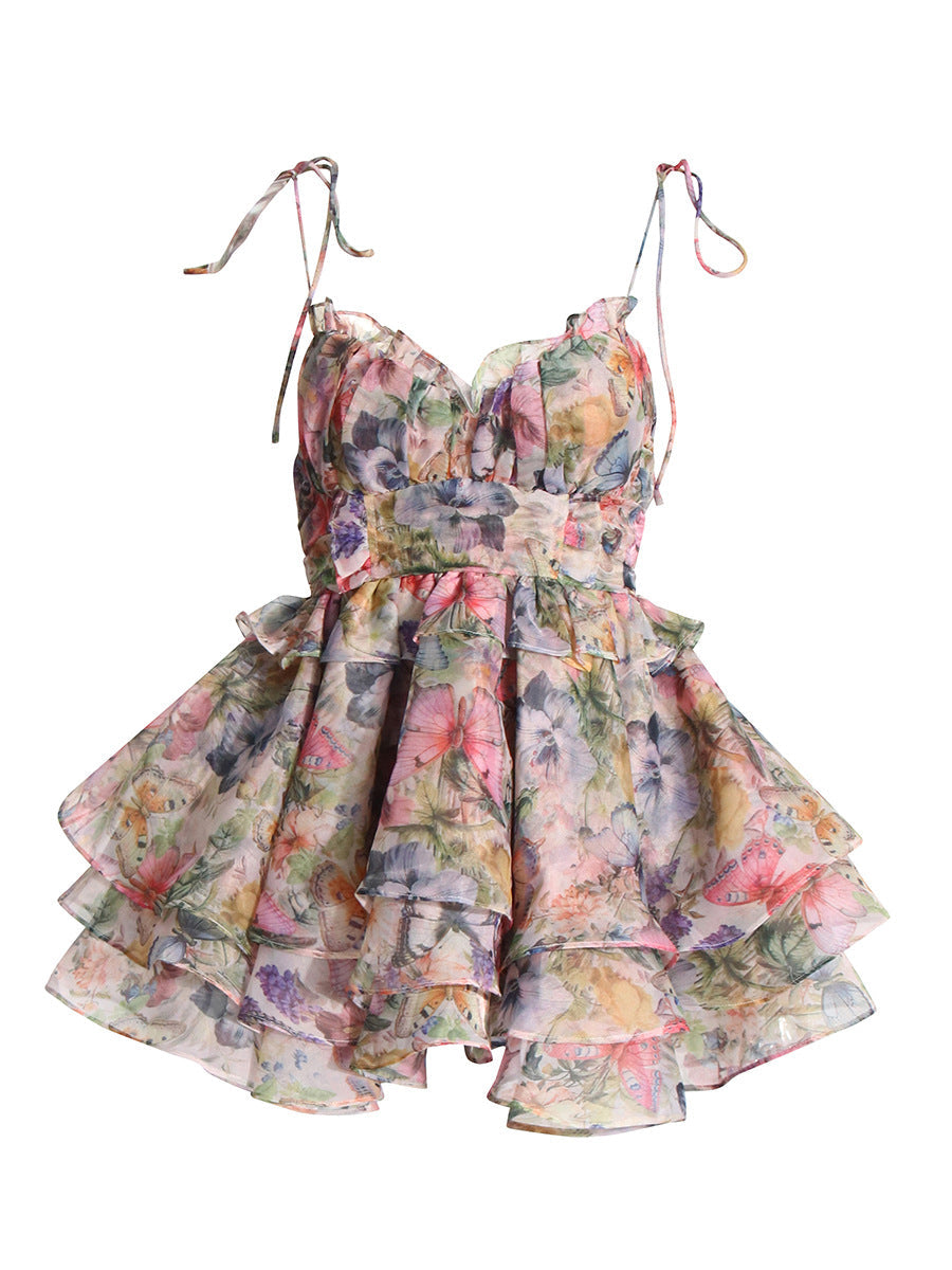 Floral ultra short dress