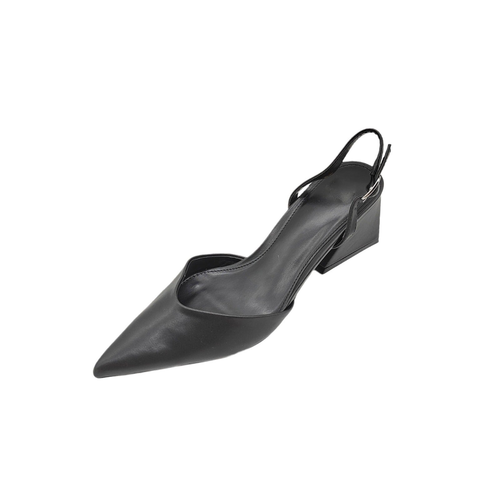 Sandle With Pointed Toe Block Heel Middle