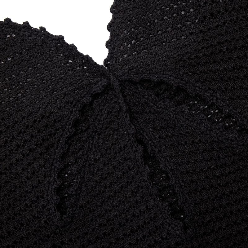 BLACK CROCHET CUT OUT MIDI DRESS
