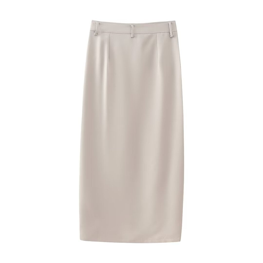 Round neck slim sleeveless vest + skirt suit