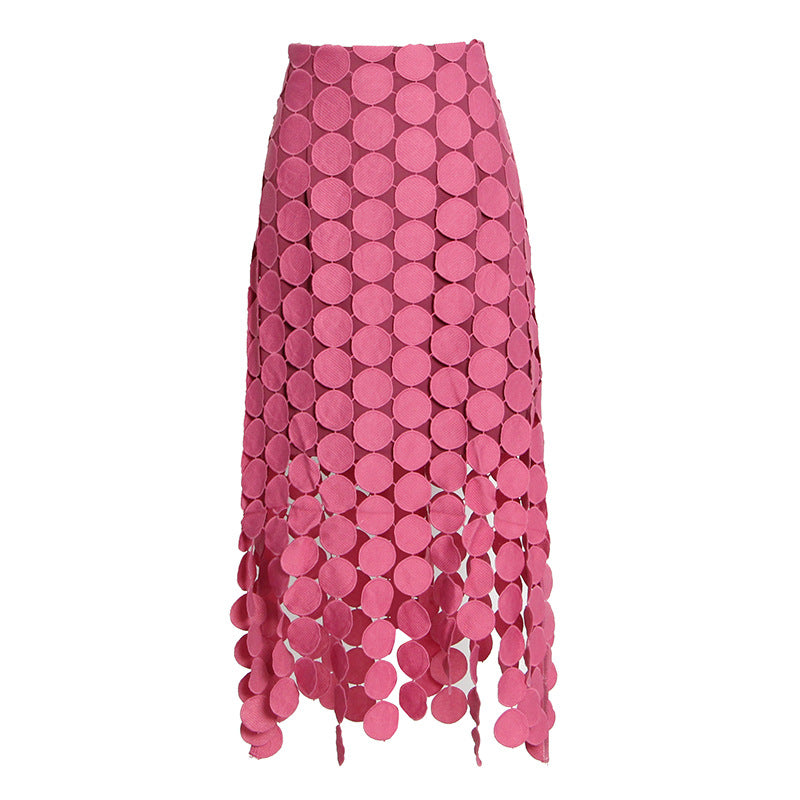 French Retro Cutout Long Skirt