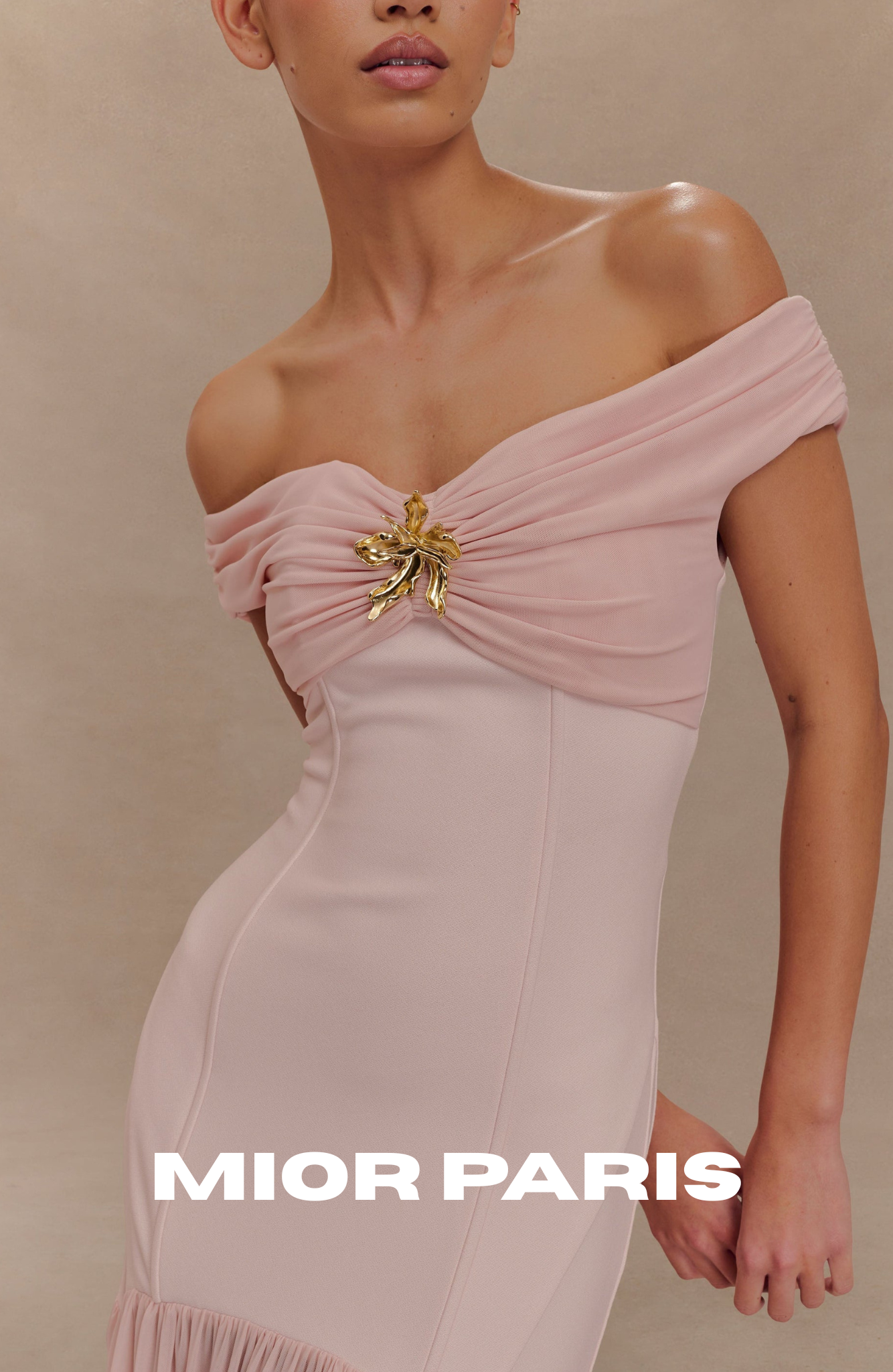 KELLIE OFF-SHOULDER CREPE MAXI DRESS - BLUSH PINK