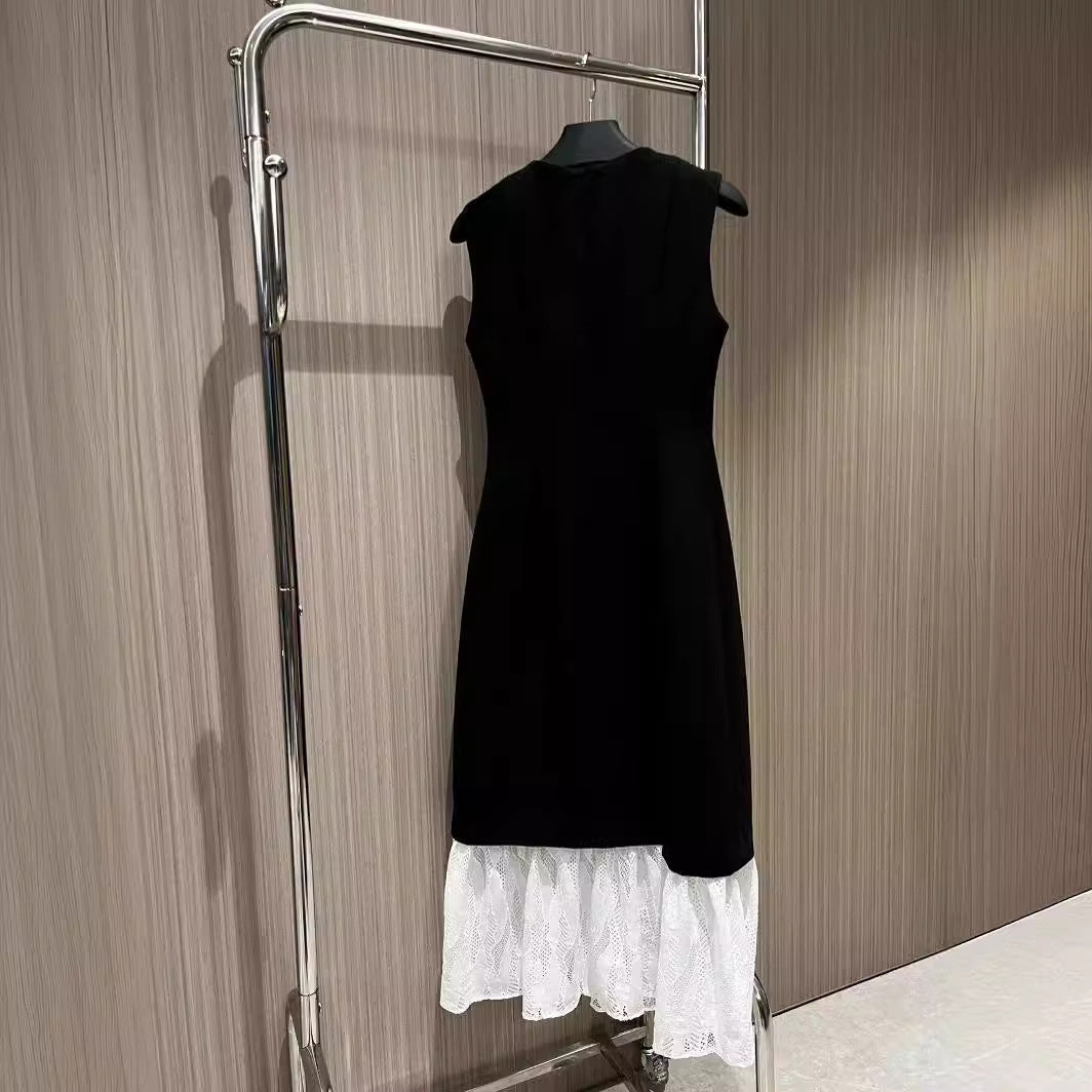 Lace stitching long fishtail dress