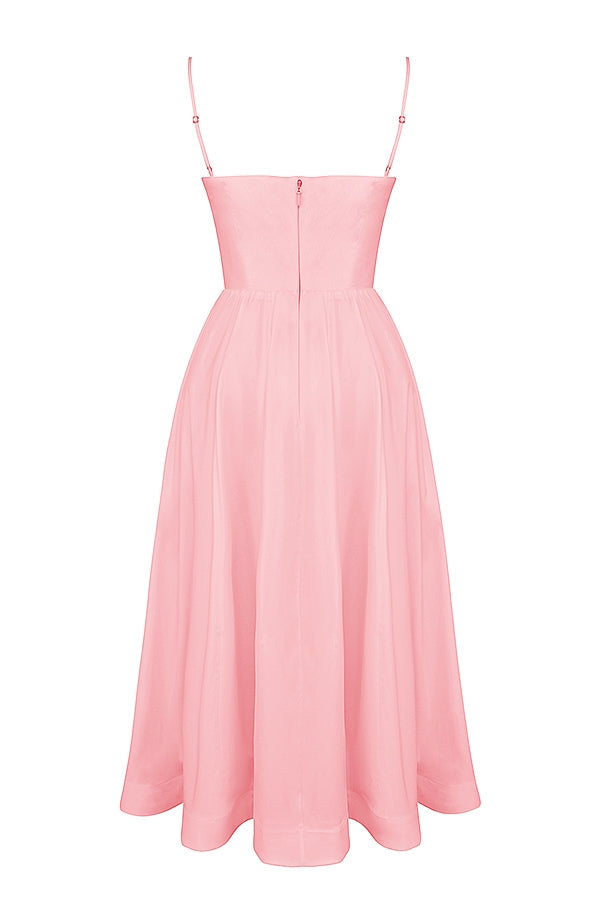 LOLITA ROSE PINK COTTON CORSET SUNDRESS MIDI DRESS - Pink