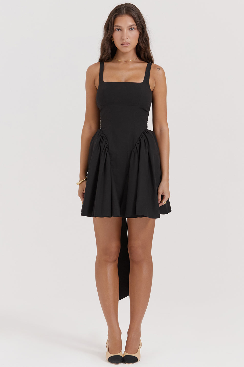 FLORIANNE BOW MINI DRESS - Black