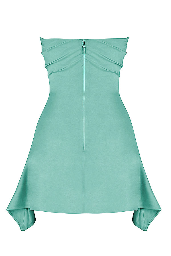 JASMINE DRAPED STRAPLESS CORSET MINI DRESS - Blue