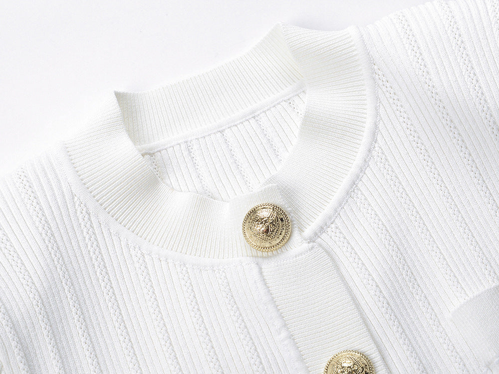 Round neck metal buckle long sleeveset