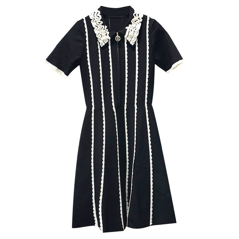 Cutout Lace Stitch Knitted Dress Women's Little Black Dress