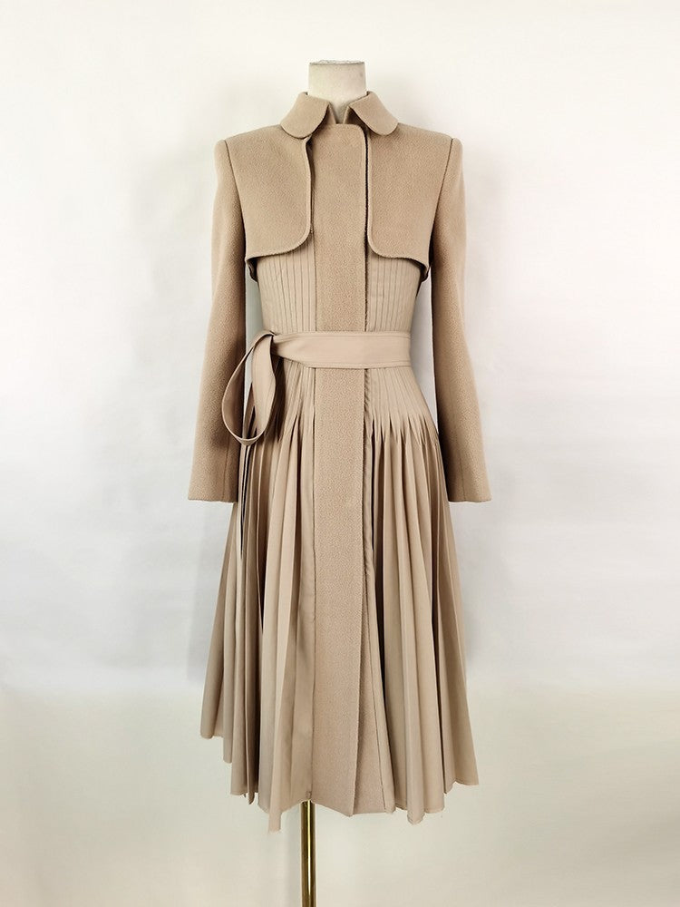 Long skirt big hem cinched waist jacket