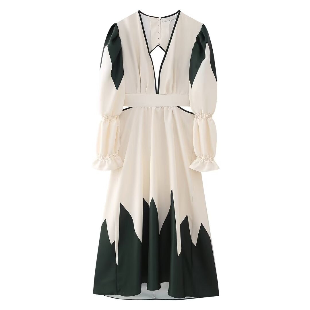 Zar V-Neck Print Cut-out maxi dress