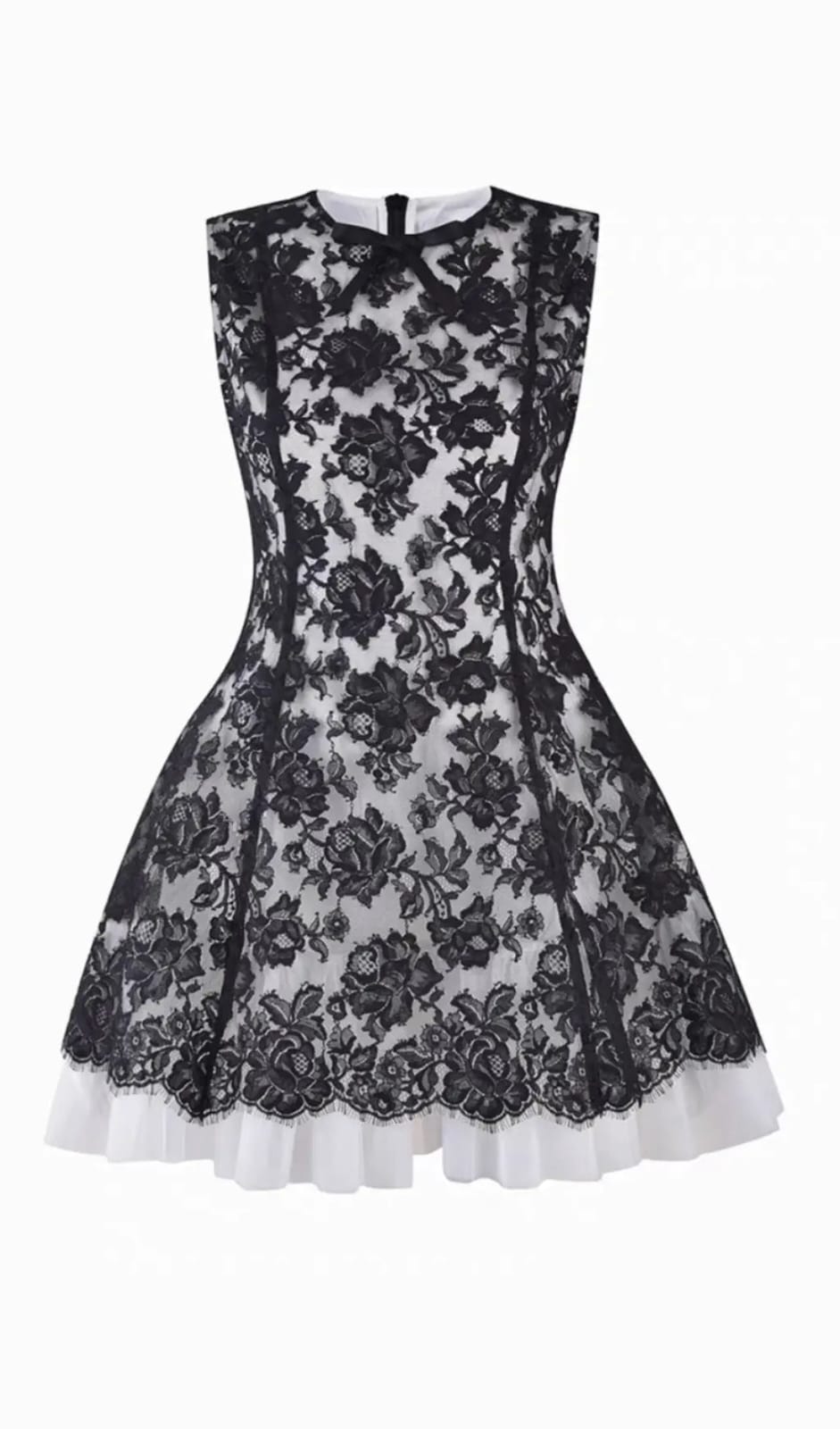 BLACK LACE SLEEVELESS MINI DRESS