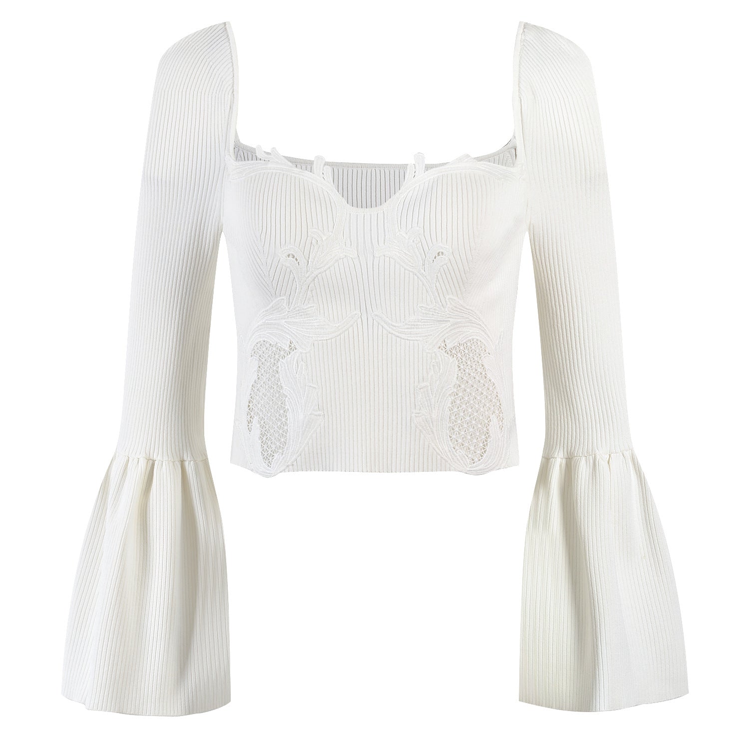 Cutout Knit Top Skirt Suit
