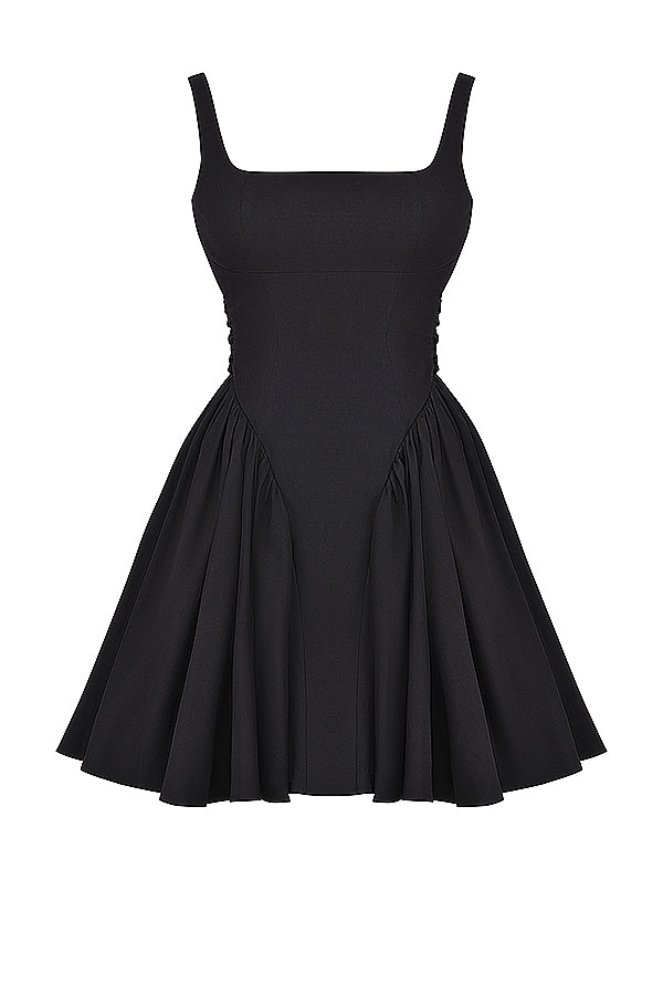 FLORIANNE BOW MINI DRESS - Black