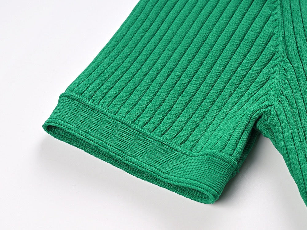 Sandro Rib knitted Midi dress in green for women