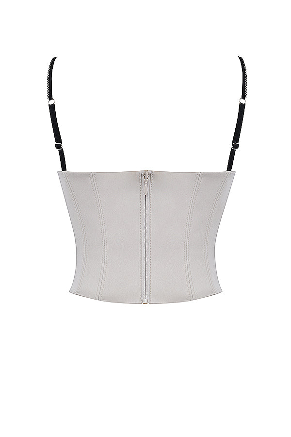 LUETTE WHITE SATIN UNDERWIRED CORSET - White