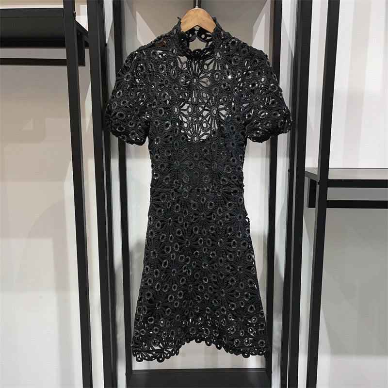 Maj Mini dress with sequins and knitted pattern