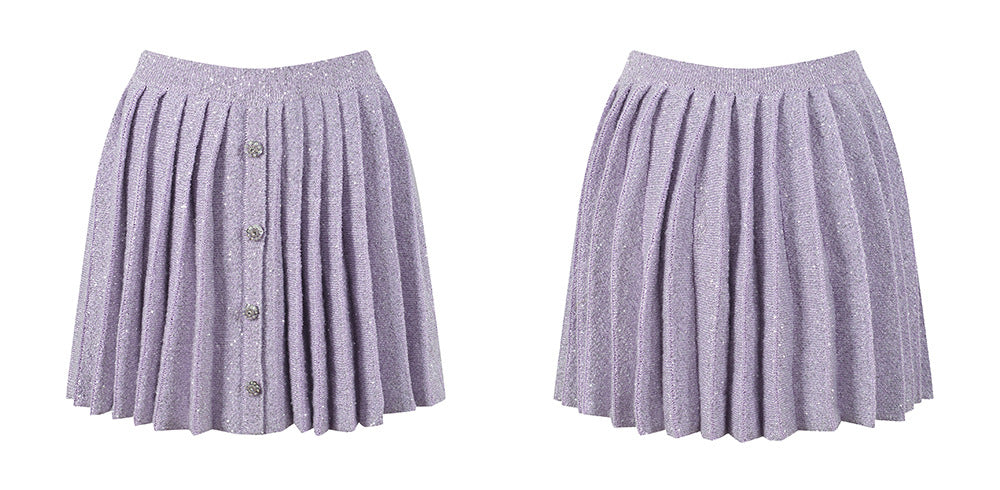 Long Sleeves Pleated Skirts