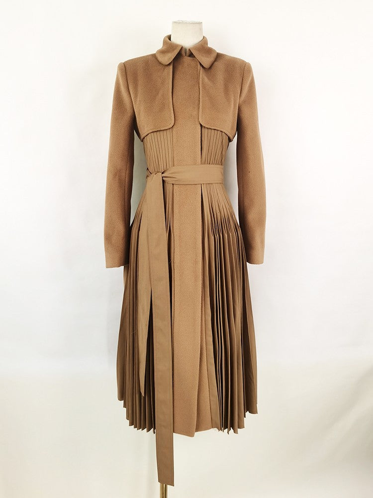 Long skirt big hem cinched waist jacket