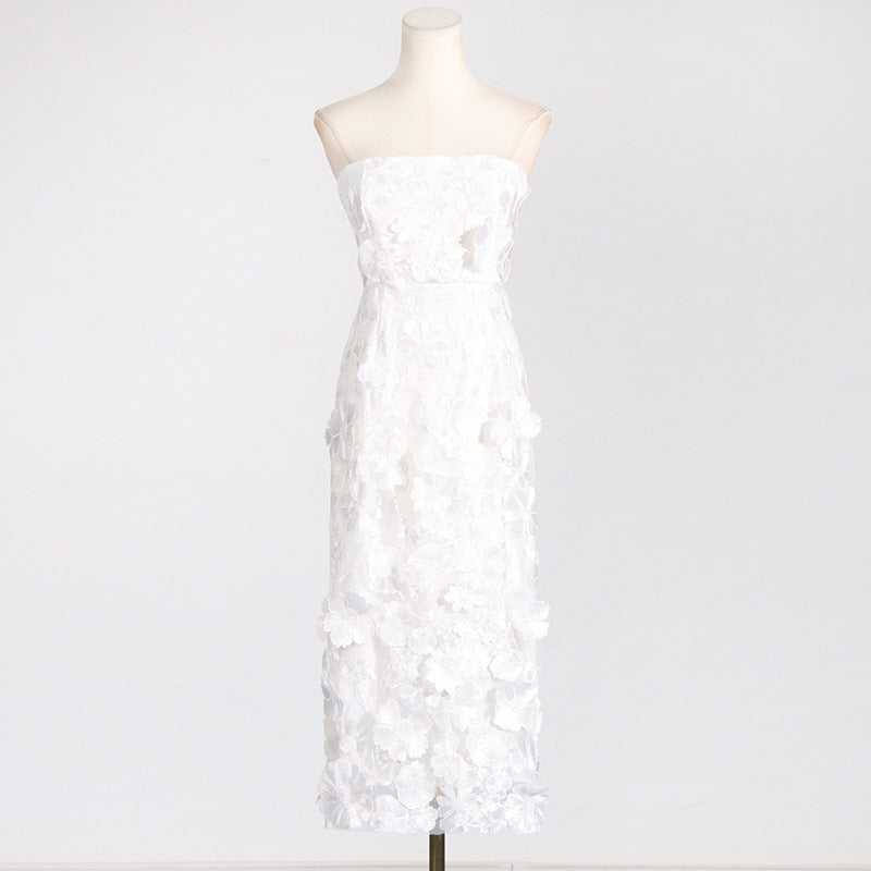 Flower embroidery women dress