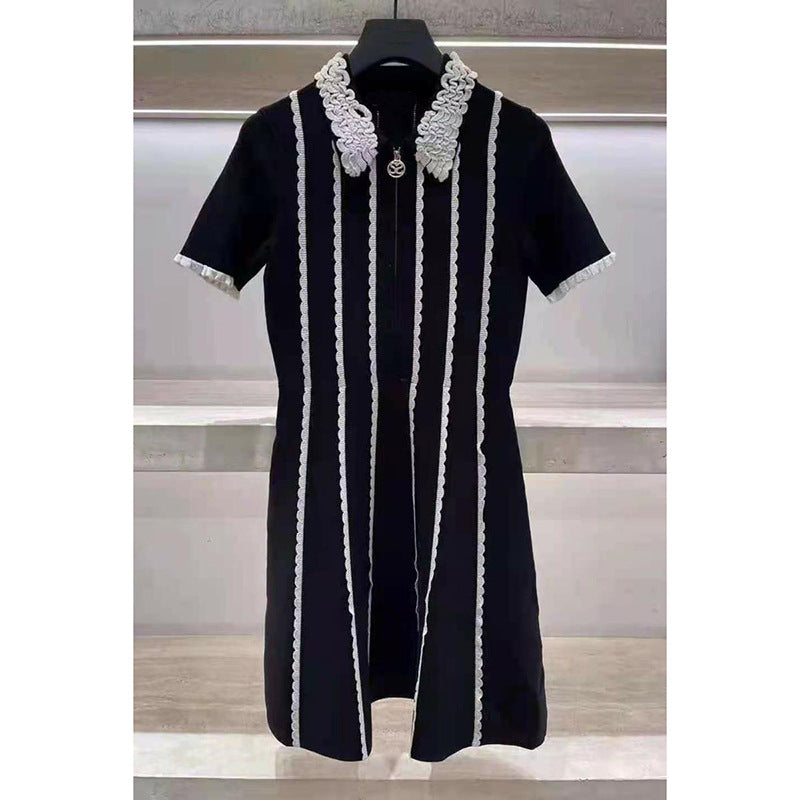 Cutout Lace Stitch Knitted Dress Women's Little Black Dress