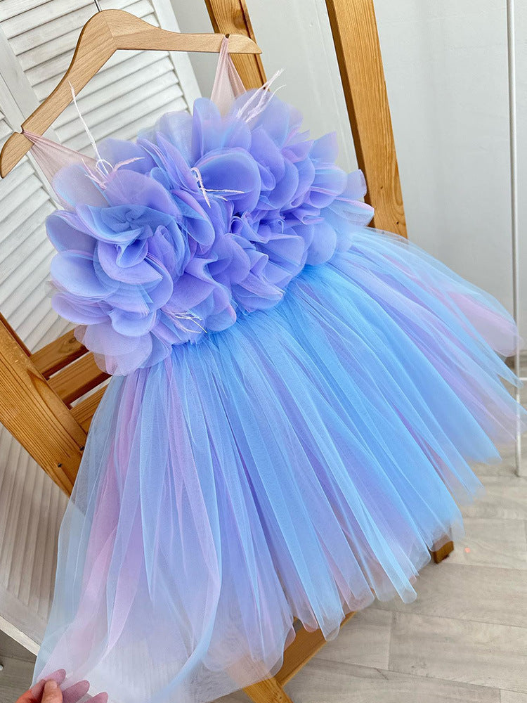 Simple puffy gauze girls dress