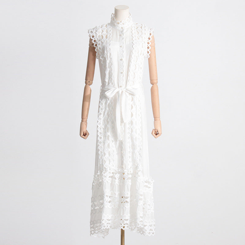 Cut-out waist celebrity style long skirt dress