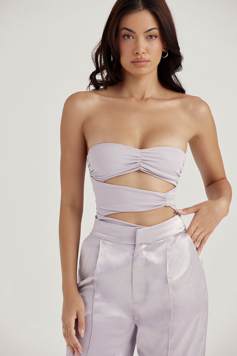 JOIE GREY FLOWER TRIMMED MESH BODYSUIT - purple