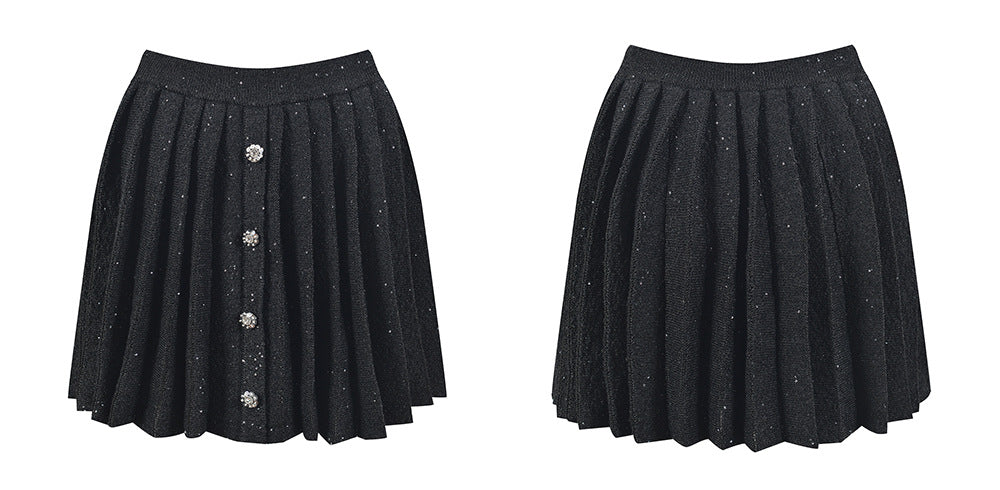 Long Sleeves Pleated Skirts