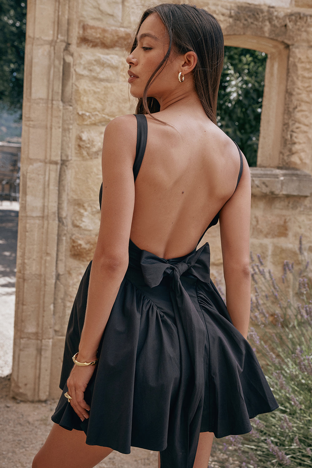FLORIANNE BOW MINI DRESS - Black