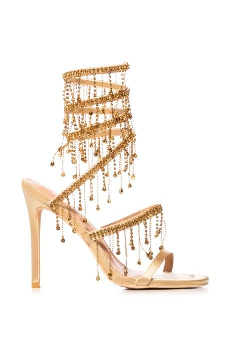FERRARA EMBELLISHED AROUND THE ANKLE HEELS - GOLD