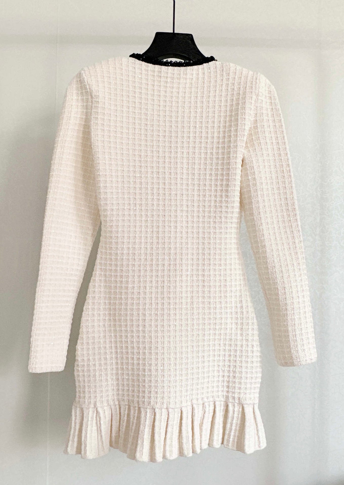 VICTORIA CREAM TEXTURED KNIT MINI DRESS - White