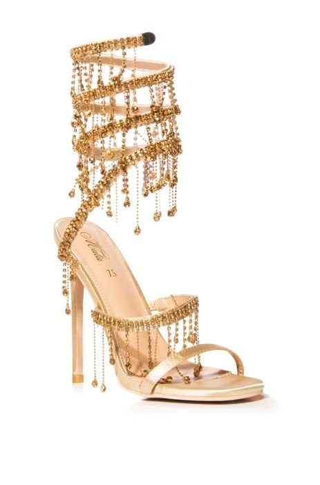 FERRARA EMBELLISHED AROUND THE ANKLE HEELS - GOLD