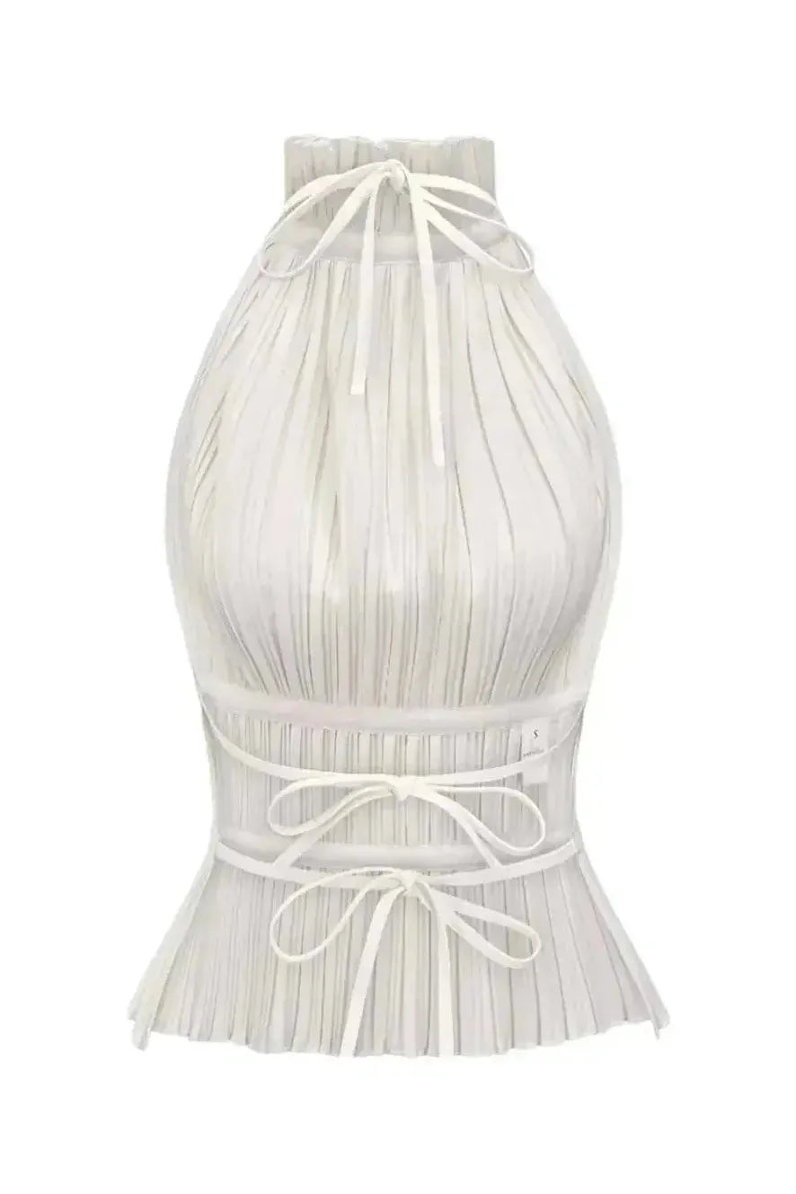 Lauren - Backless Pleated Top