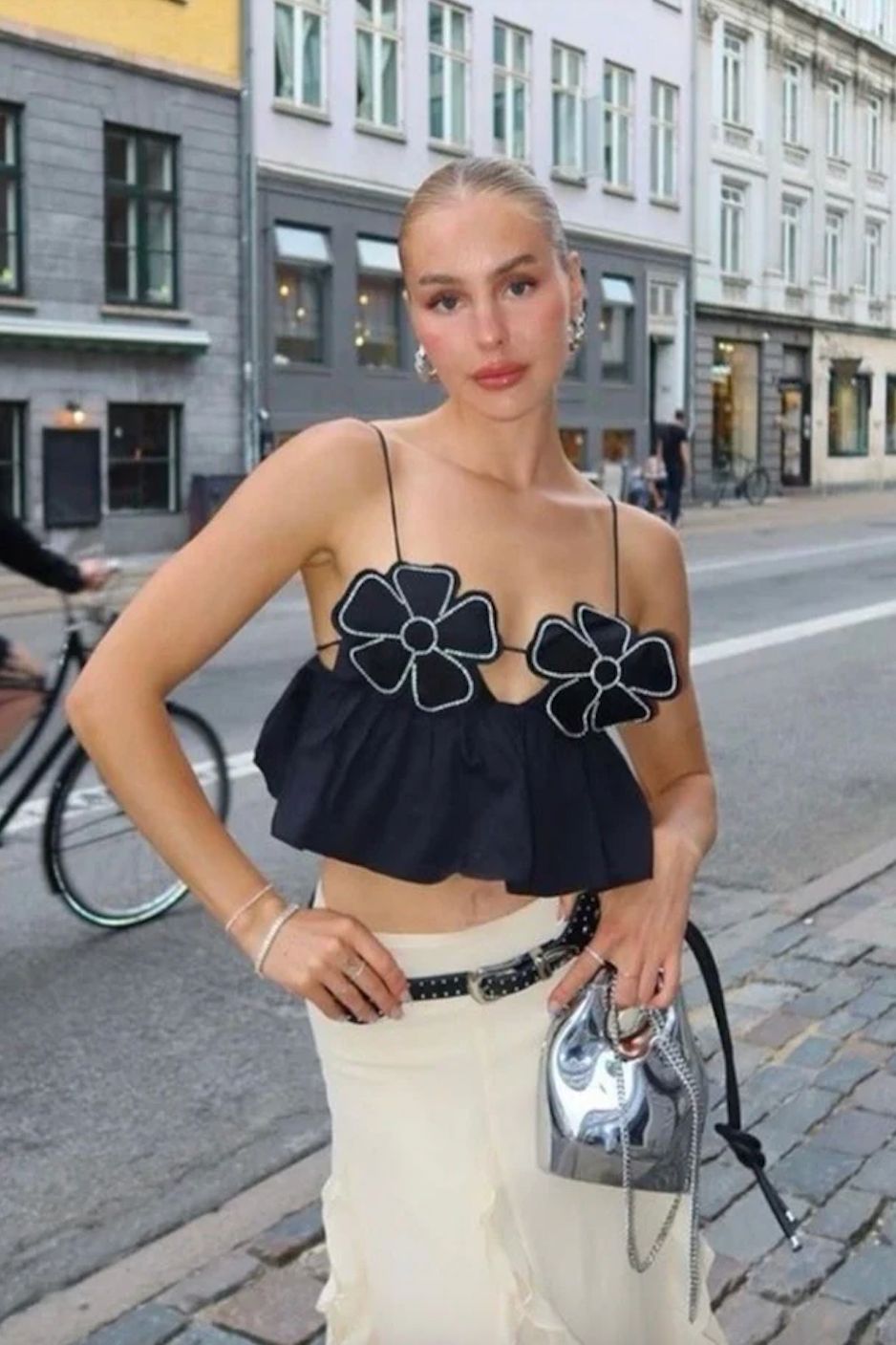 Lydia - Rhinestone Studded Crop Top