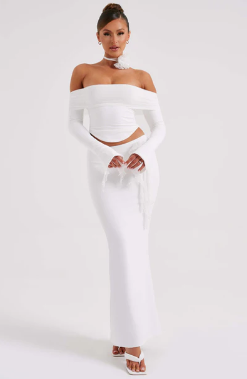 MONTE CARLO OFF SHOULDER MAXI DRESS SET - White
