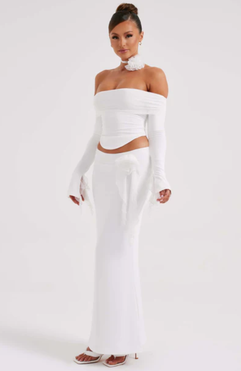 MONTE CARLO OFF SHOULDER MAXI DRESS SET - White
