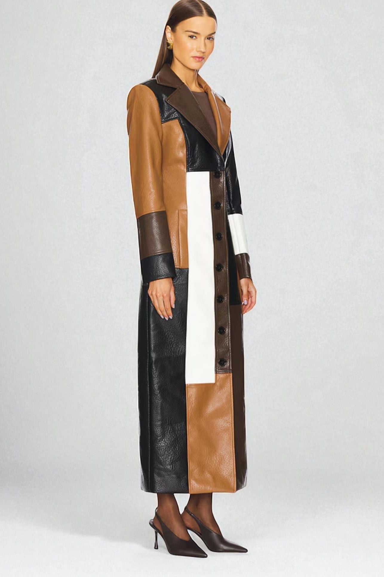 Rosaline | Mosaic Leather Coat
