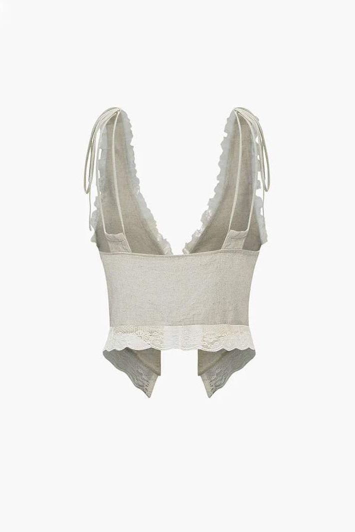 Leona - Front Tie-Top with Lace Trims