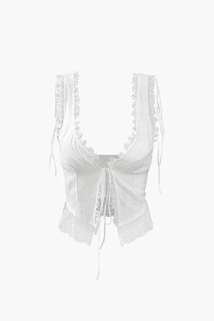 Leona - Front Tie-Top with Lace Trims