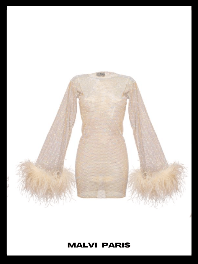 GIVONA RHINESTONE EMBELLISHED MINI DRESS - Blush Pink / Beige