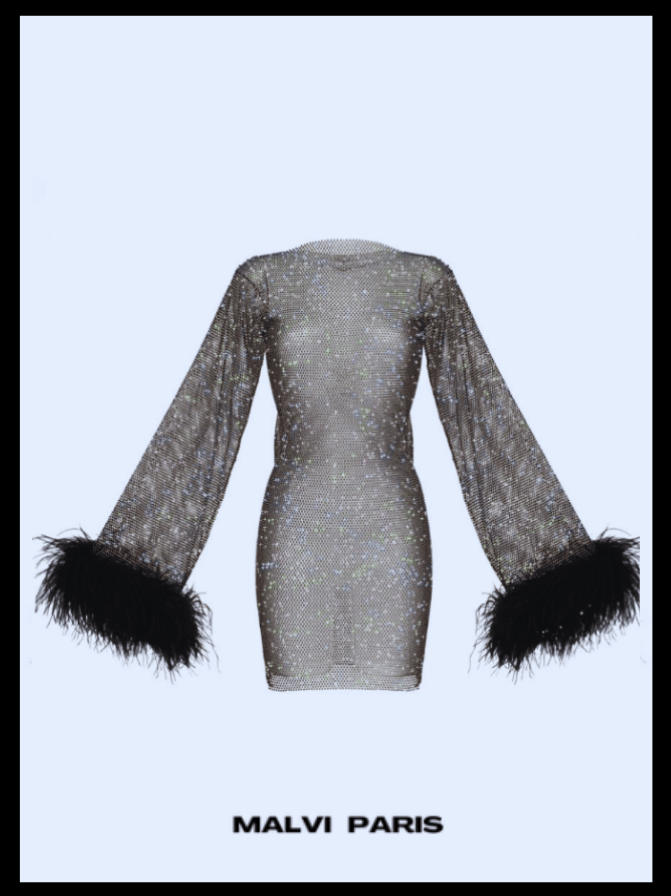 GIVONA RHINESTONE EMBELLISHED MINI DRESS - Jet Black