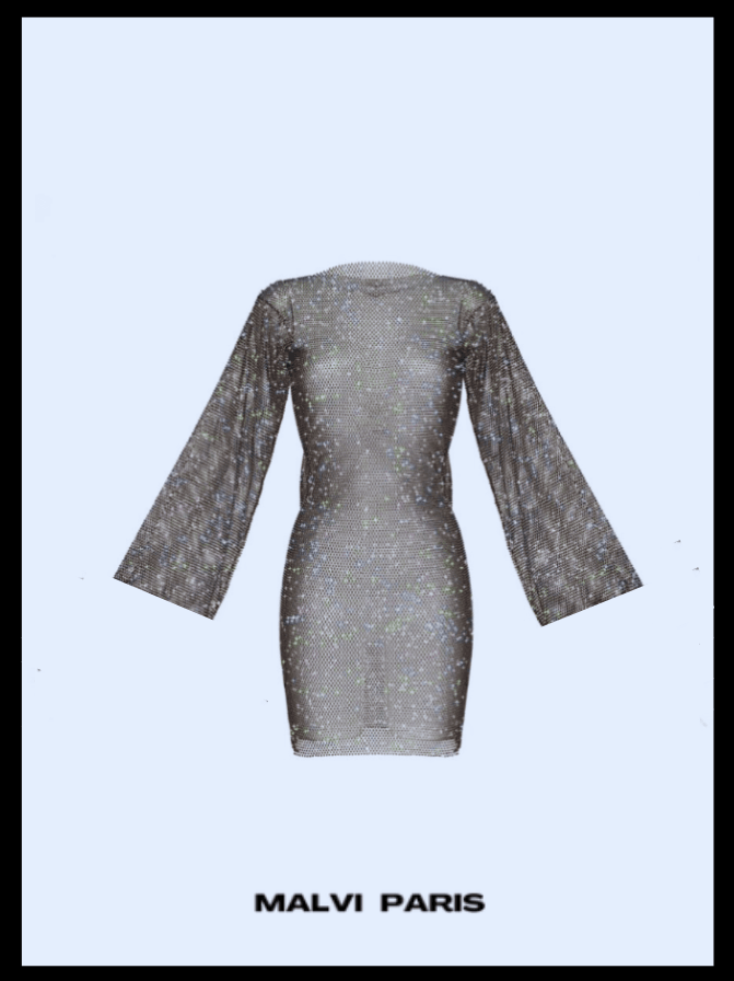 MONACO RHINESTONE EMBELLISHED MINI DRESS - Jet Black