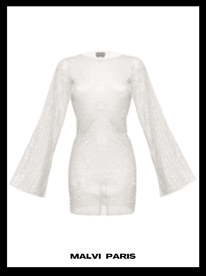 MONACO RHINESTONE EMBELLISHED MINI DRESS - Snow White