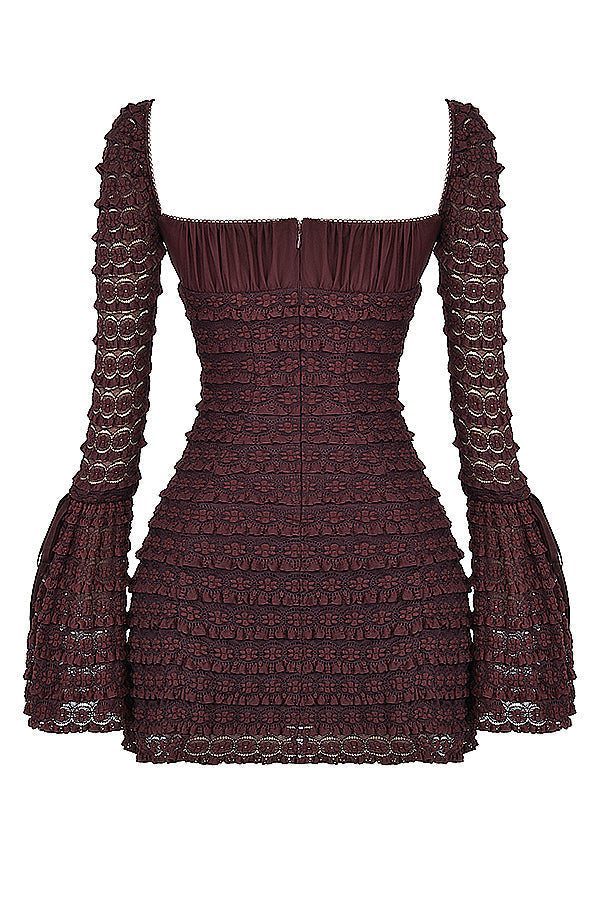 MARISA ESPRESSO LACE MINI DRESS - Dark Brown