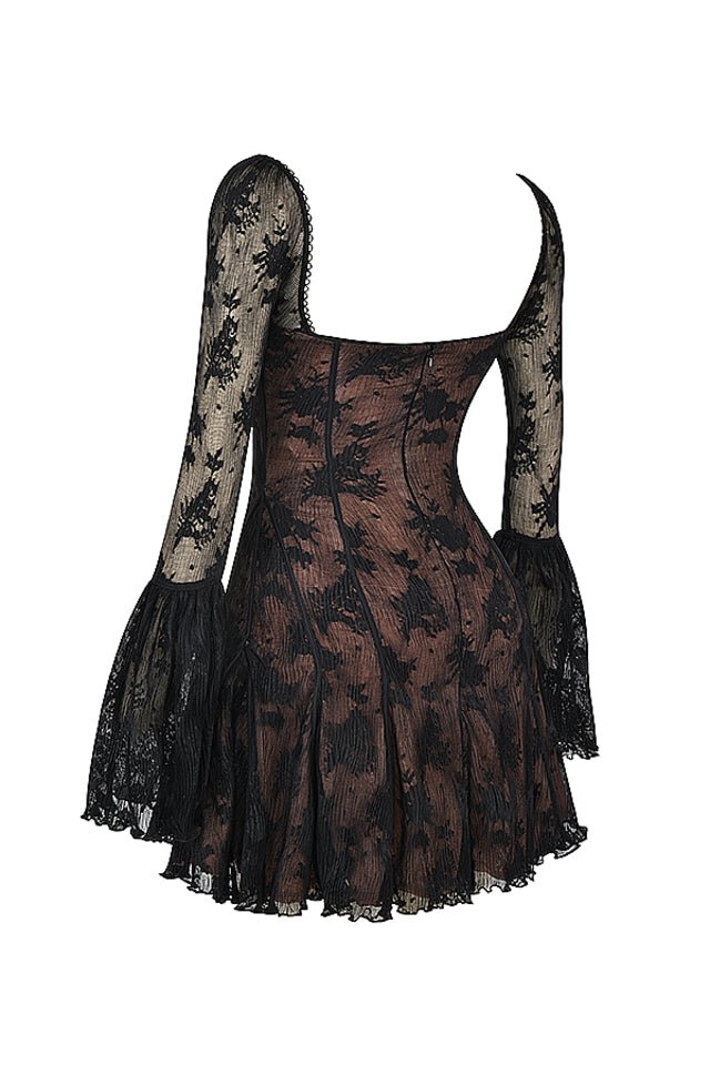 ANALISSA BLACK LACE CORSET MINI DRESS - Black