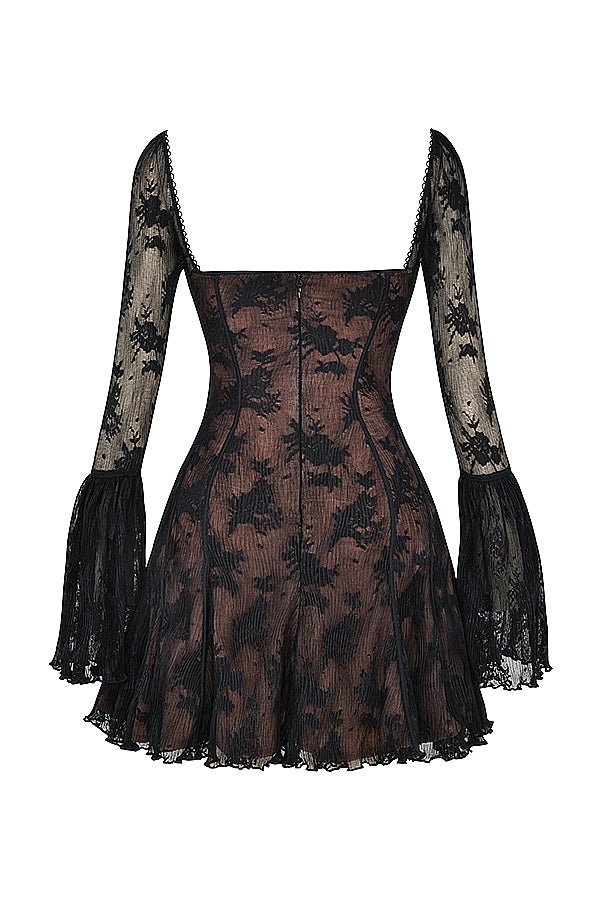 ANALISSA BLACK LACE CORSET MINI DRESS - Black