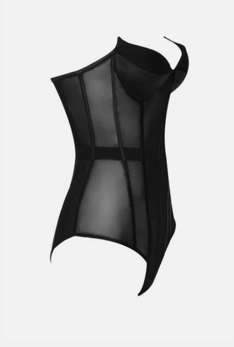 AURA Spliced Mesh UNDERWIRED CORSET Bodysuit - Black