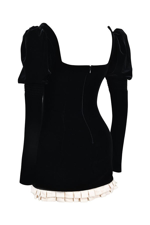 AZARIA BLACK & VINTAGE CREAM MINI DRESS - Black