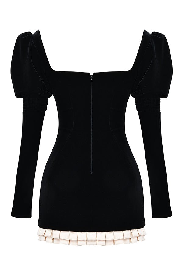 AZARIA BLACK & VINTAGE CREAM MINI DRESS - Black